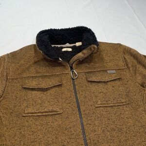 Ascend Mens Brown Heathered Sweater Fleece Sherpa Lined Full Zip Jacket‎ Large